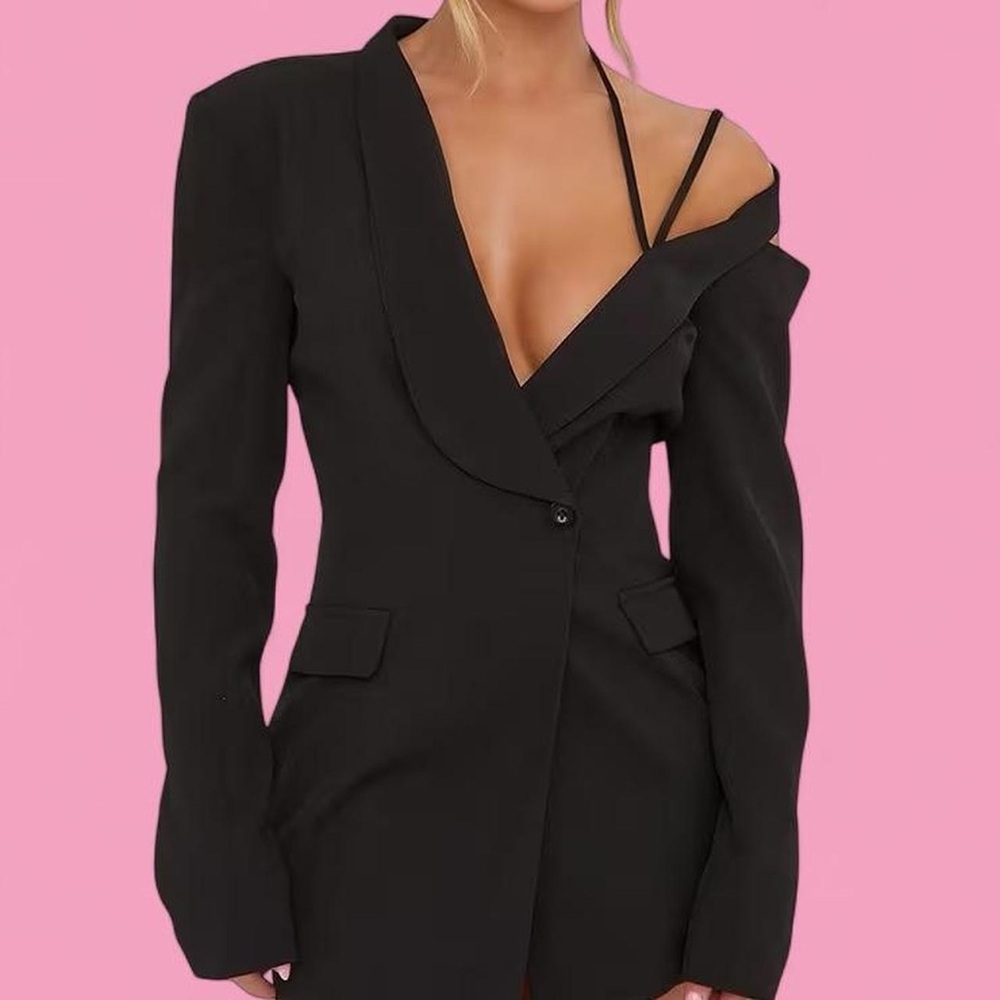 EGO Black Asymmetrical Dress - Picture 2 of 6